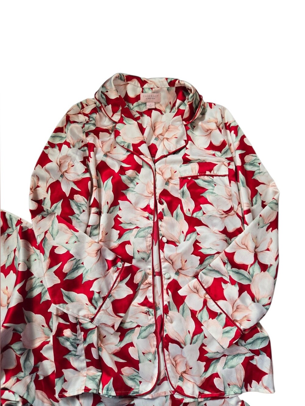 CABERNET by Sleep Sense Red Floral pajama set SZ SMALL - Picture 2 of 11